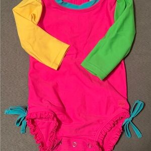 Rufflebutts neon long sleeve rash guard 6-12M